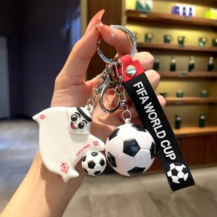 2022卡塔尔世界杯吉祥物钥匙扣挂件足球纪念品公仔挂饰钥匙链
