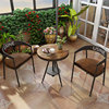 阳台小桌椅组合三件套简约户外休闲庭院铁艺实木奶茶店咖啡小圆桌