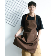 帆布围裙定制logo印字餐饮，专用防水工作服男女，家用厨房奶茶咖啡店