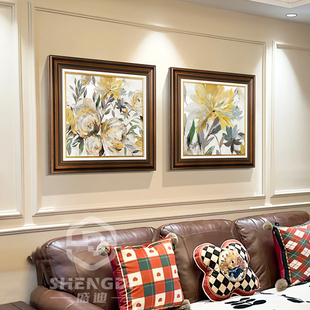 复古客厅装饰画美式卧室，床头壁画欧式沙发，背景墙挂画抽象玄关花卉