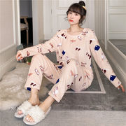 睡衣女秋冬季加厚甜美可爱长袖，韩版法兰绒珊瑚，绒加大码家居服套装