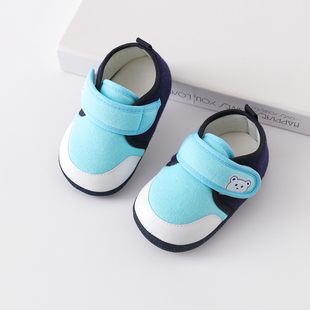 皮皮熊婴儿鞋0-12个月软底防掉纯棉透气防滑防掉宝宝学步鞋子春秋