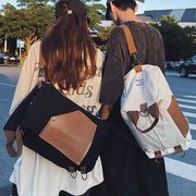 多功能潮酷双肩包大学生书包女单肩背包帆布包斜挎包男小型旅行包