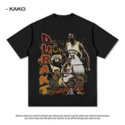 杜兰特35号kdtee生涯版篮球，男t恤美式复古数码直喷纯棉嘻哈短袖