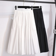 夏季半身裙女白色中长款高腰，半裙遮胯显瘦2024裙子垂感休闲裙
