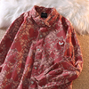 jwneed红色新年衬衫，春季流行宽松情侣装，外套ins风设计感上衣