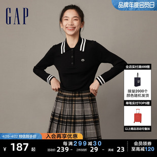 Gap女装春季LOGO学院风POLO领针织衫宽松高级时尚休闲毛衣836344