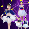 幼儿表演服女六一儿童节演出服装蝴蝶结现代爵士跳舞蹈蓬蓬白纱裙