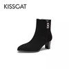 kisscat接吻猫女靴2023冬季羊皮，高跟时装女短靴子ka43719-11