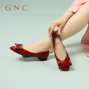 GNC气质舒适单鞋女低跟复古尖头优雅甜美蝴蝶结单鞋