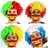 巴西阿根廷假发爆炸头 法国荷兰葡萄牙国旗色头套KTV酒吧球迷道具