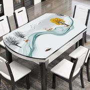 椭圆形餐桌垫可折叠伸缩桌桌布防水防油防烫现代简约pvc软玻璃