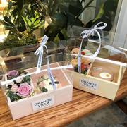 情人节手提鲜花蛋糕盒月饼包装盒伴手礼盒蛋糕花盒透明水果花盒
