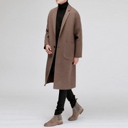 冬季毛呢大衣男士中长款韩版帅气非双面呢子风衣男士加厚外套