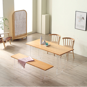 亚克力悬浮餐桌日式实木大板桌，家用办公原木，桌子白蜡木工作台茶桌