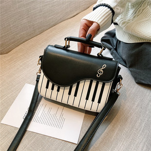 女孩钢琴黑白小方包包包女包时尚音符单肩斜跨包百搭礼物包