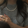法式珍珠毛衣链女秋冬轻奢高级感网红气质，项链韩国复古串珠卫衣链