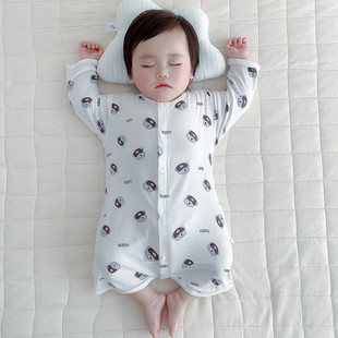 婴儿薄款长袖无骨夏季四季通用连体睡衣宝宝空调服睡袋儿童防踢被