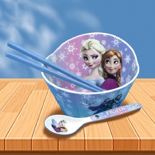 爱莎公主碗勺套装儿童碗大号，冰雪奇缘女童餐具，筷子宝宝专用吃饭碗