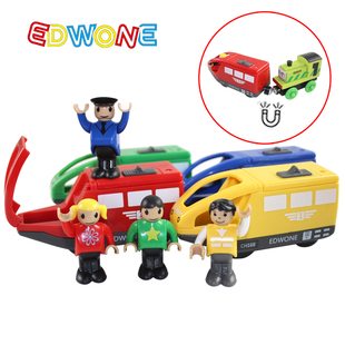 EDWONE磁性遥控电动小火车木质托轨道马斯小火车牵引车头儿童玩具