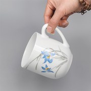 手绘茶杯陶瓷办公室单个带盖酒店会议水杯子非骨瓷杯定制