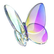 水晶蝴蝶透明彩色透明蝴蝶摆件饰家居婚庆装饰琉璃水晶工艺