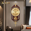 新中式钟表挂钟客厅家用时尚装饰时钟家用静音摇摆万年历石英钟