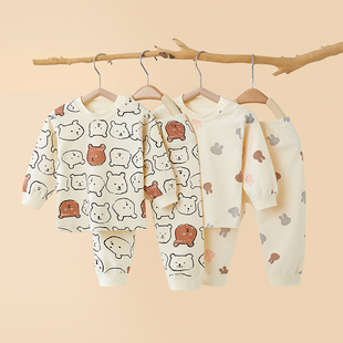 婴儿秋衣秋裤纯棉分体，打底宝宝保暖两件套家居服，儿童内衣套装睡衣