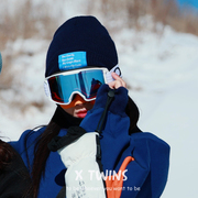x twins原创单板滑雪毛线帽韩版潮流休闲针织帽藏蓝色字母百搭帽