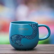 星巴克门店2018周年12盎司抽象鱼尾，桌面杯限量收藏马克杯