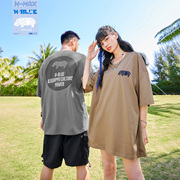 nmax大码男装潮牌原创设计罗纹趣味，印花胖子夏季宽松情侣短袖t恤