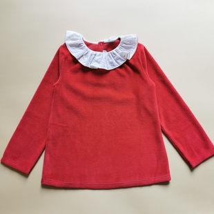 女童秋冬家居服套装法国j家，红色可爱保暖天鹅绒，睡衣居家服两件套