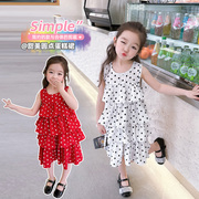 女童夏装连衣裙2023韩版儿童圆点，背心公主裙，宝宝雪纺蛋糕裙子