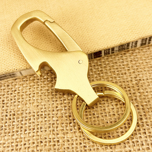 开瓶器黄铜钥匙扣复古黄铜实心，腰挂男女士防丢汽车钥匙链挂件礼物