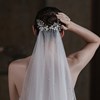 v840双层珍珠头纱超仙白色，新娘结婚出门纱旅拍水钻软纱头饰