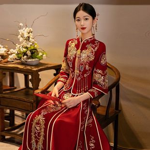 丝绒秀禾服新娘，2023中式婚纱礼服结婚敬酒服高级秀和服小个子