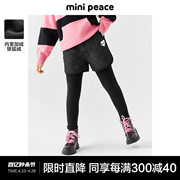 minipeace太平鸟童装女童加绒短裤打底裤冬季假两件长裤洋气