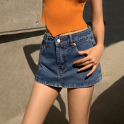 夏季辣妹美式半身超短裙子，a字性感短裤，热裤包臀防走光牛仔裙裤女