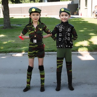 儿童兵娃娃演出服男童女童幼儿园军装迷彩服表演服六一少儿舞蹈服