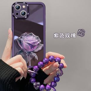 紫色玫瑰花适用vivos17手机壳x90x80x70prox60自带镜头膜s15s12s10保护套s7t个性y78+创意iqoo1110