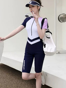 专业泳衣女连体五分裤运动训练竞速学生女游泳衣保守2023