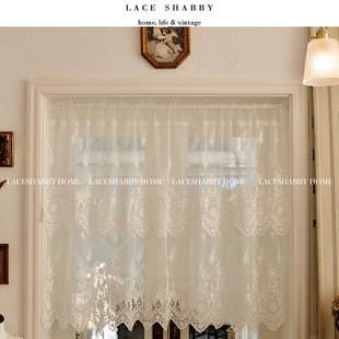 laceshabby法式复古白色，纯棉镂空绣花蕾丝窗幔半帘窗纱