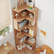 简易实木书架学生落地图书馆拐角书柜转角组合客厅卧室收纳置物架