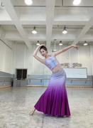 傣族舞蹈服女艺考性感长裙，渐变孔雀舞台，演出服装修身鱼尾裙练习裙