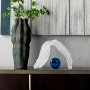 rzone现代简约抽象透明玻璃艺术品样板房客厅，售楼处软装配饰摆件