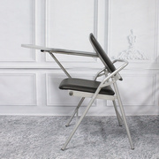 折叠培训椅子带写字板皮面加大写字板会议椅带桌板椅一体记者椅
