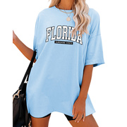 FLORIDA SUNSHINE STATE跨境欧美宽松长款女士T恤亚马逊eBay短袖