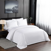 民宿床上用品纯棉贡缎宾馆，四件套白色五星级酒店，床品套件