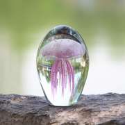 水晶球琉璃发光水母摆p件手工艺品海洋动物鱼缸造景生日礼物送女
