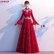 中式敬酒服新娘2020秋冬显瘦红色婚礼，结婚礼服裙女长款回门服